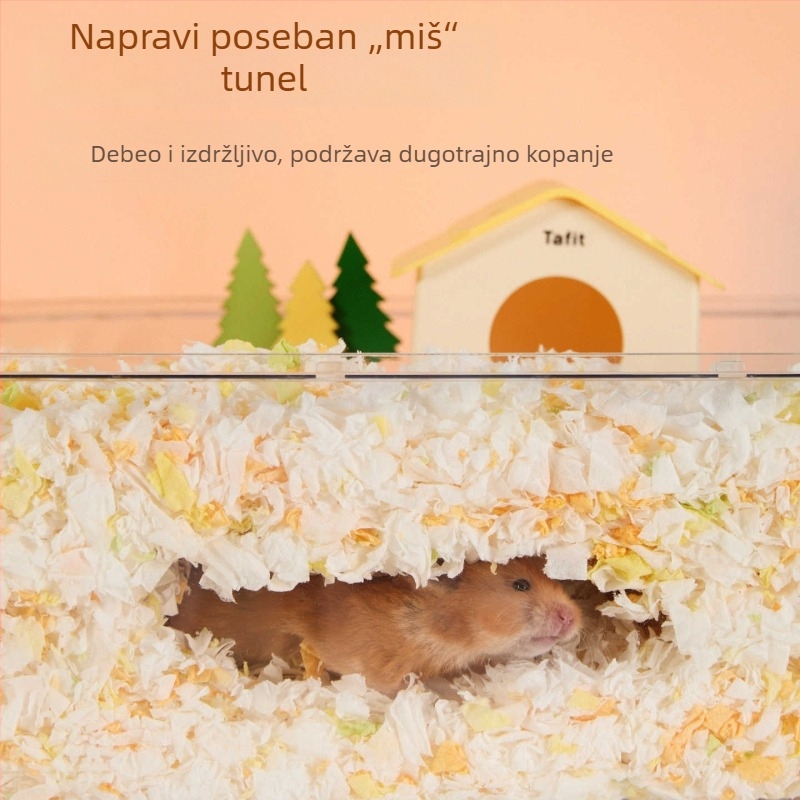 Podloga za hrčke od papirnate pamucne vlaknine, nisporasni drveni čips, zimsko grijanje i dekorativno stanište