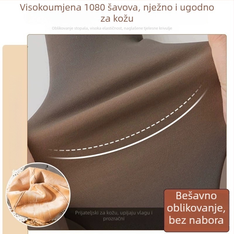 Plus veličine tajice s flis podstavom za jesen-zimu, najlon materijal, standardni preklop, ležerni ženski stil