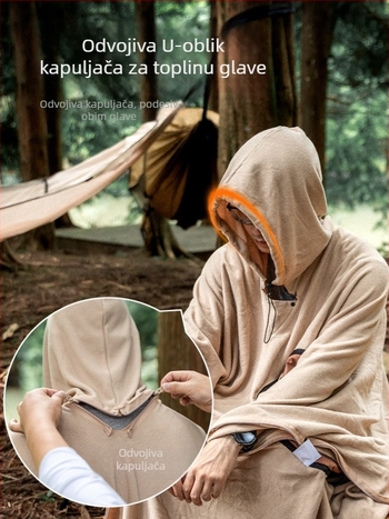 Nosivi kaput-spavaća vreća za odrasle — omotnički oblik, bez punila, težina 880 g, za kampiranje na otvorenom