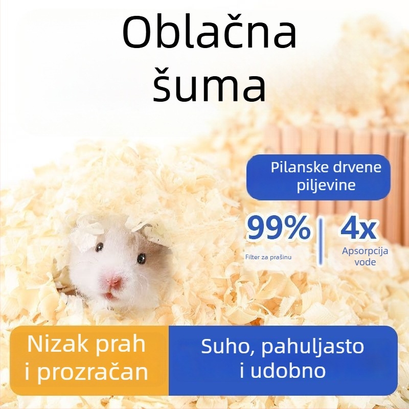 Posteljina od piljevine za male životinje i ptice; bez prašine, upijajuća, za sve sezone