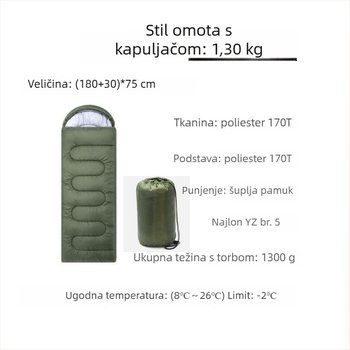 Spavaći vreća Mengtong — Space Cotton punilo, poliester tkanina, poliester podstava, težina 1300 g