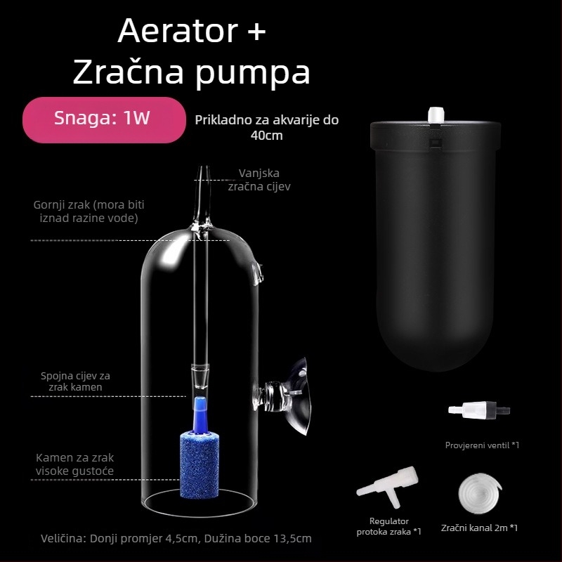 Pumpa za kisik u akvariju i difuzor s prozirnim staklom — Napajanje: priključeno na mrežu, Marka: Other, Uvoz: Ne