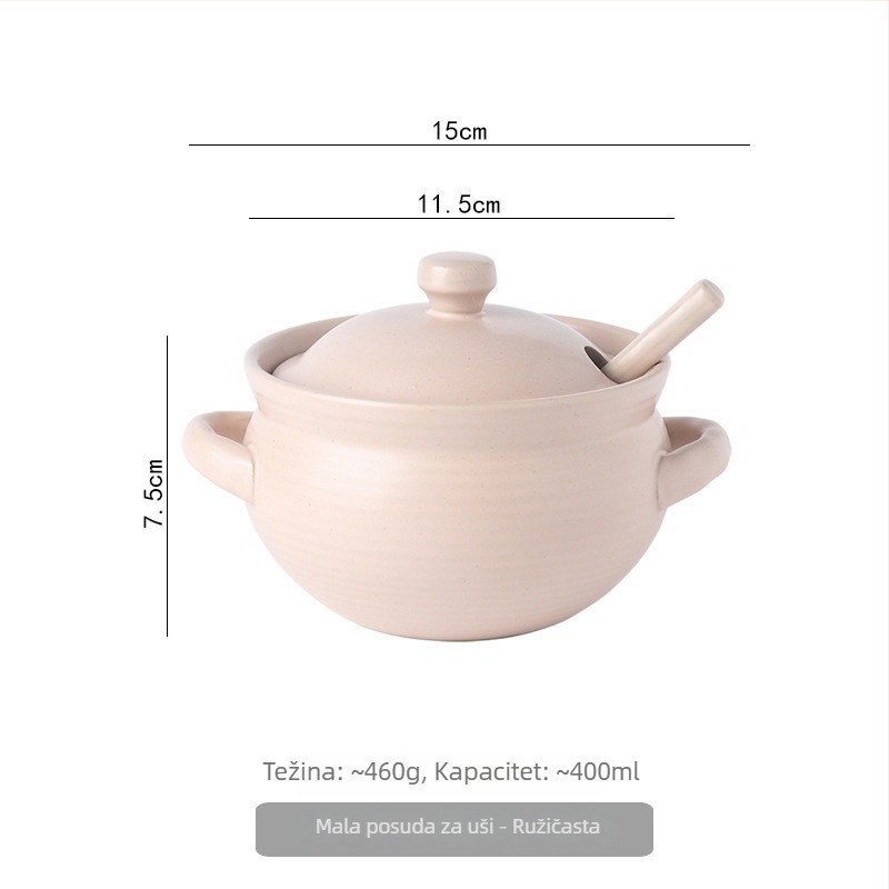 Keramična posuda za ulje s dvostrukim ušima, poklopom i žličicom, kuhinjski spremnik japanskog stila za tekuće začine, otporan na visoke temperature, mogućnost prilagodbe