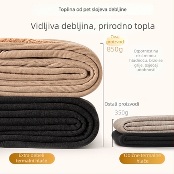 Muške grijaće hlače s flisom, visokim strukom, duge, trostruko slojne akrilne tkanine, ultra debeli 800 g/m²