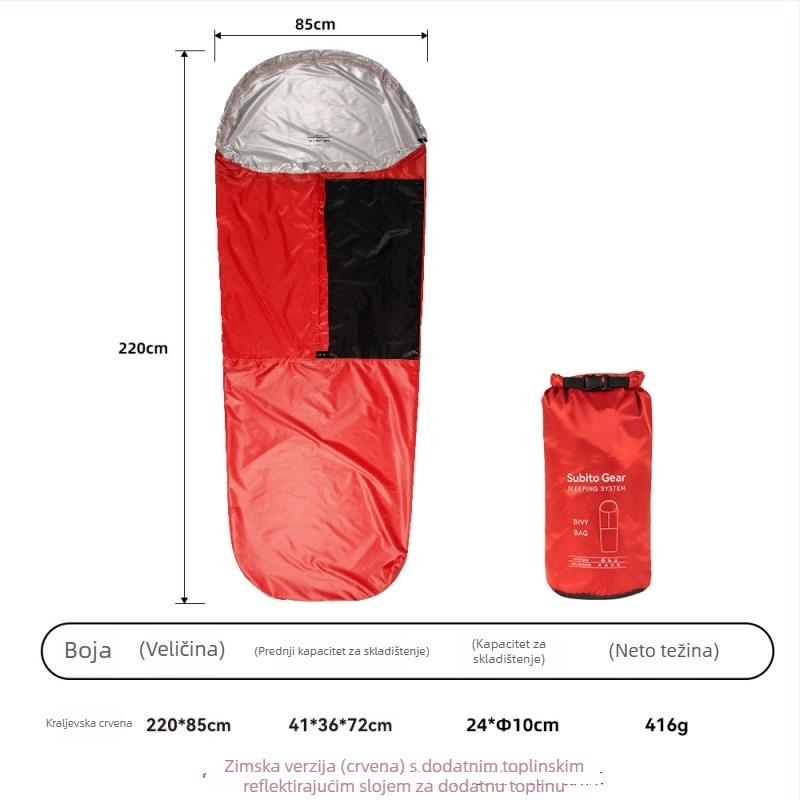 Bivy bag navlaka za vreću za spavanje, lagana, otporna na vlagu, otporna na prljavštinu i vodoodbojna, jednodjelna, za odrasle