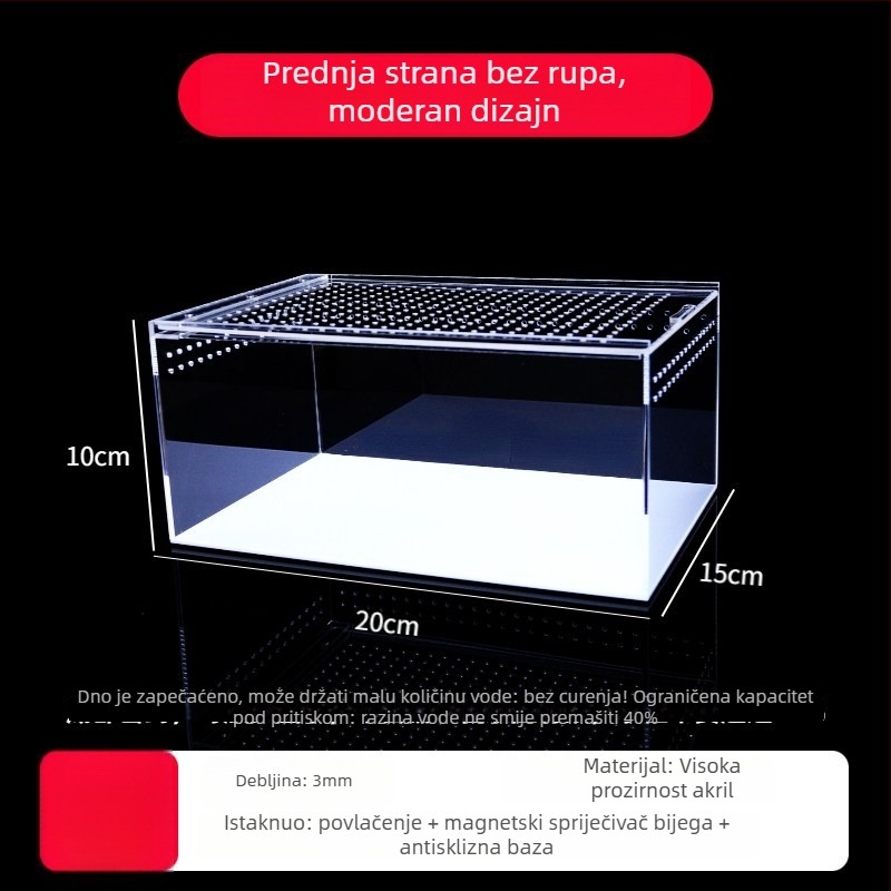 Plastični habitat za male životinje s debelim prozirnim izolacijom — kutija za uzgoj