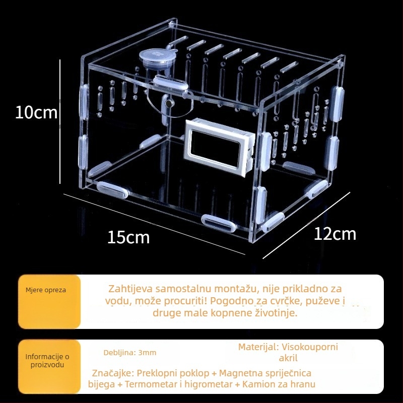 Plastični habitat za male životinje s debelim prozirnim izolacijom — kutija za uzgoj