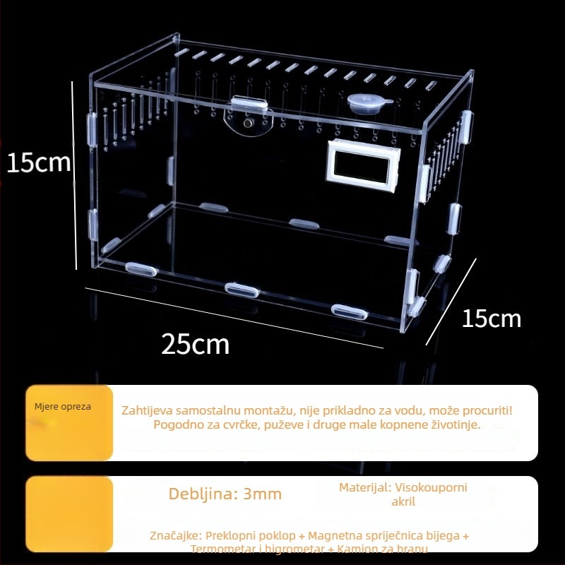 Plastični habitat za male životinje s debelim prozirnim izolacijom — kutija za uzgoj