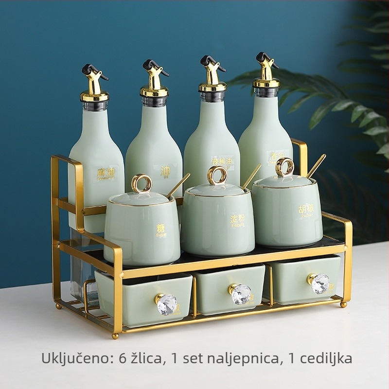 Keramički set posuda za začine – za ulje, sol, sos i ocat