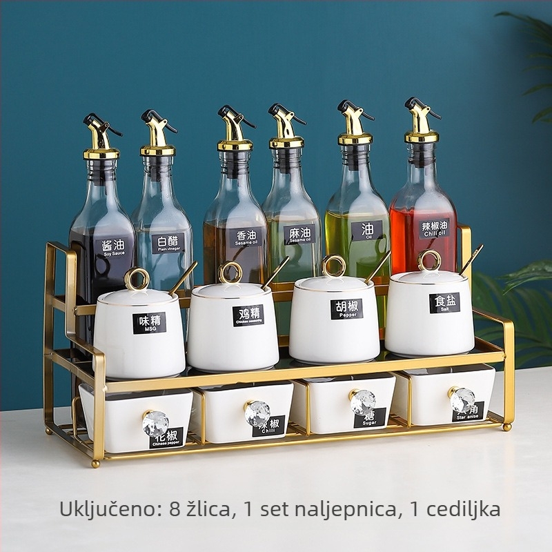 Keramički set posuda za začine – za ulje, sol, sos i ocat