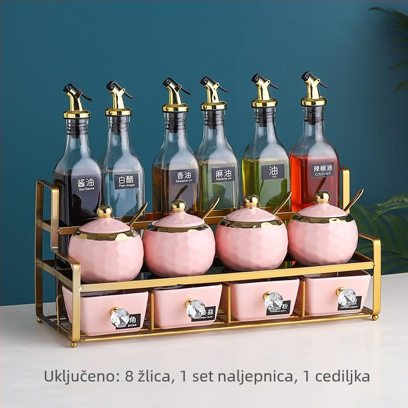 Keramički set posuda za začine – za ulje, sol, sos i ocat