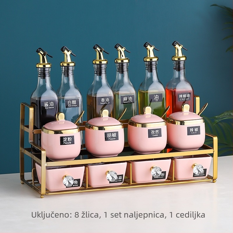Keramički set posuda za začine – za ulje, sol, sos i ocat
