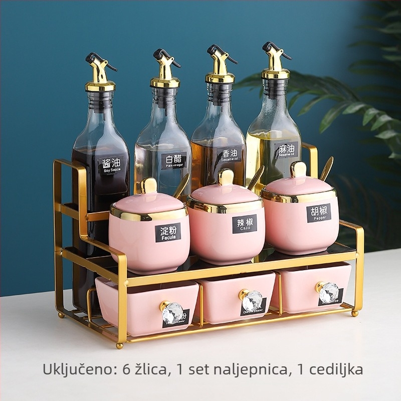Keramički set posuda za začine – za ulje, sol, sos i ocat
