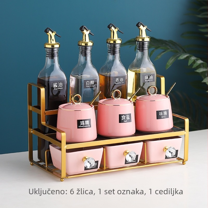 Keramički set posuda za začine – za ulje, sol, sos i ocat