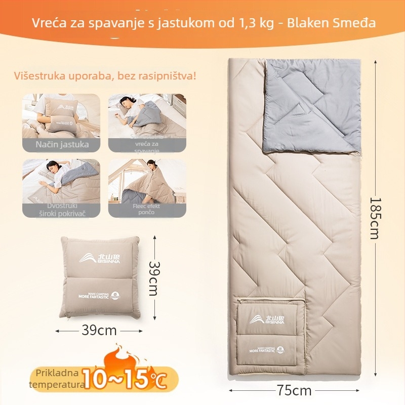 Bswolf vreća za spavanje za odrasle, sintetičko punilo, kuvertni stil, 1,1–1,3 kg, prenosna