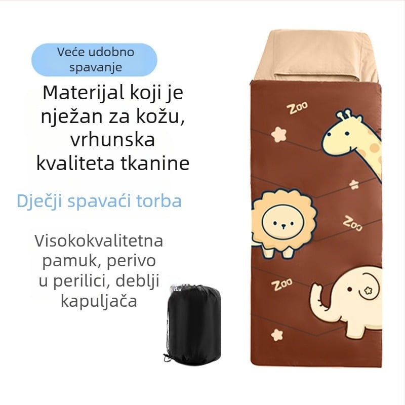 Dječja vreća za spavanje za sve sezone, omotački stil, punilo od imitacije svile i pamuka, materijal proljetni pongee, težina 2600 g