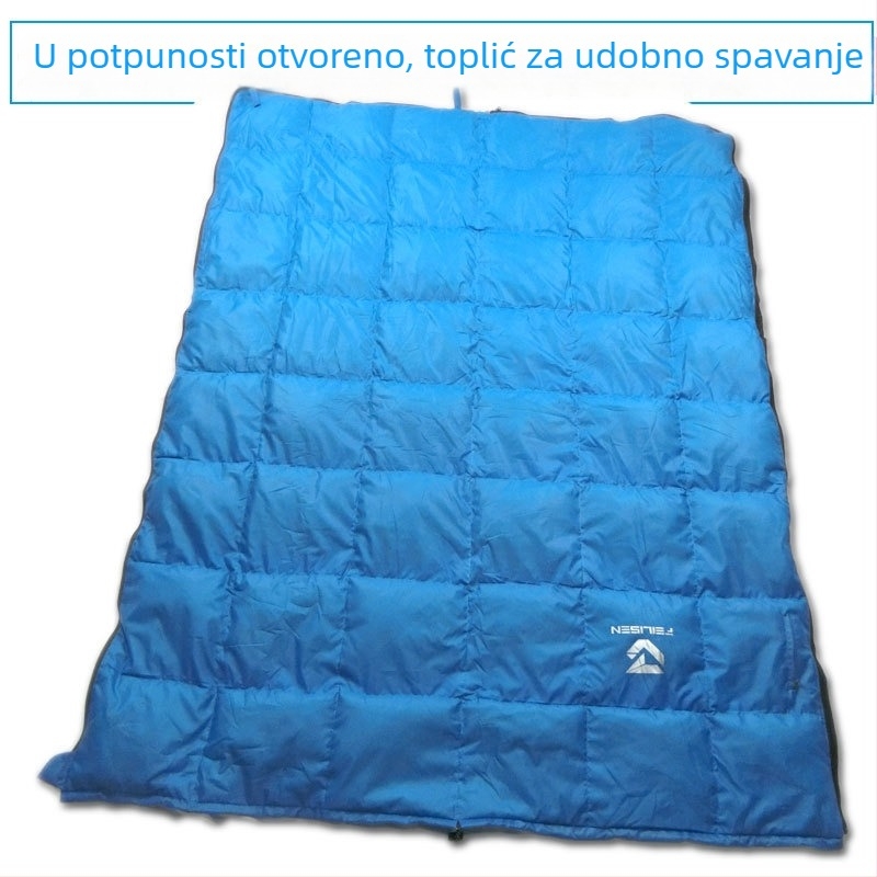 Vanjski vreća za spavanje s guščjim perjem, u obliku omotnice, ultralagana, 800 g, najlonska tkanina, poliester podstava