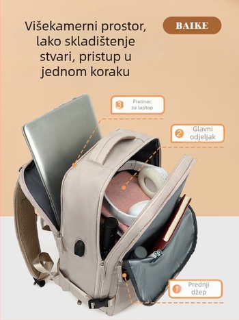 Unisex putni ruksak: vodootporan poliester, kapacitet 36–55 L, kompatibilan s 14-inčnim prijenosnim računalom