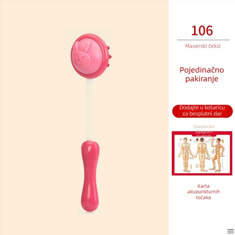 Ručni dvostrani masažni čekić za zdravlje i fitness; plastično kućište, 210 g, dizajn obiteljskog tipa, prilagodljivo