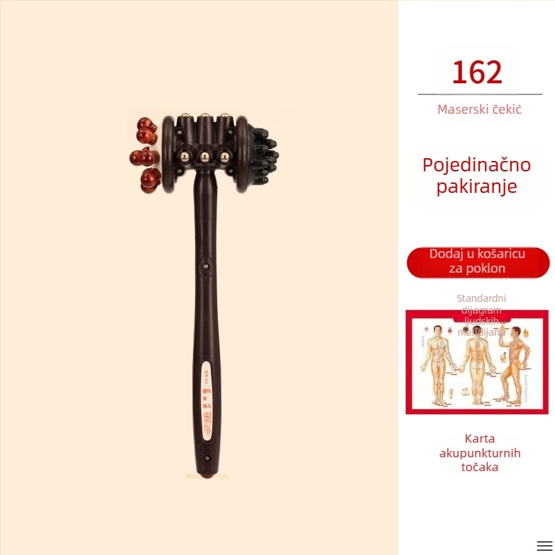 Ručni dvostrani masažni čekić za zdravlje i fitness; plastično kućište, 210 g, dizajn obiteljskog tipa, prilagodljivo