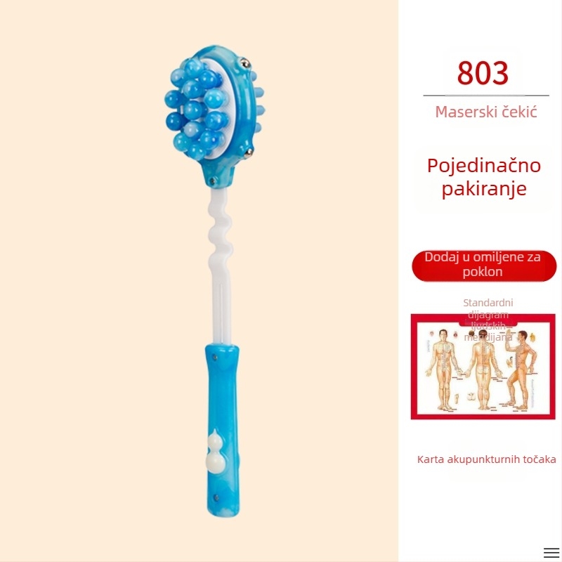 Ručni dvostrani masažni čekić za zdravlje i fitness; plastično kućište, 210 g, dizajn obiteljskog tipa, prilagodljivo