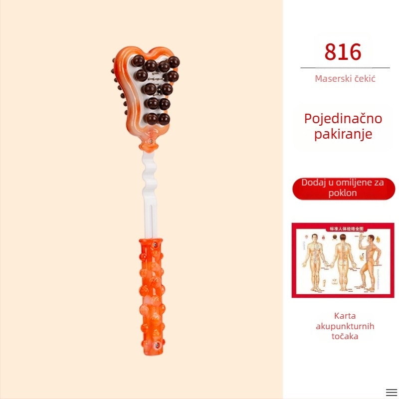 Ručni dvostrani masažni čekić za zdravlje i fitness; plastično kućište, 210 g, dizajn obiteljskog tipa, prilagodljivo