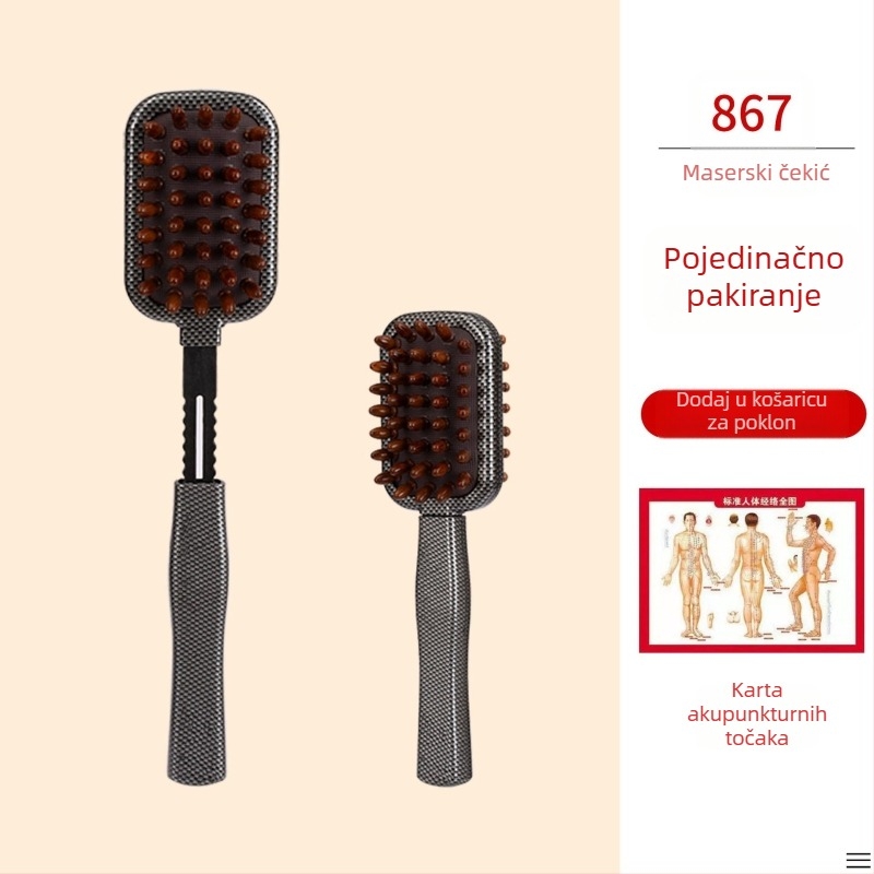 Ručni dvostrani masažni čekić za zdravlje i fitness; plastično kućište, 210 g, dizajn obiteljskog tipa, prilagodljivo