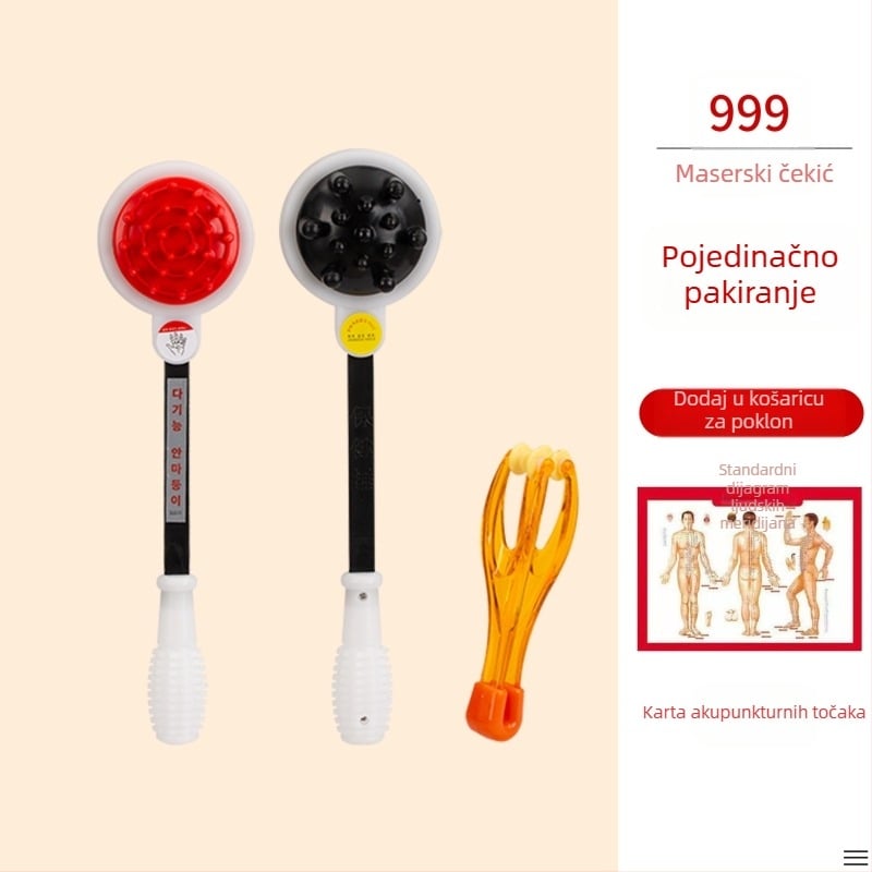 Ručni dvostrani masažni čekić za zdravlje i fitness; plastično kućište, 210 g, dizajn obiteljskog tipa, prilagodljivo