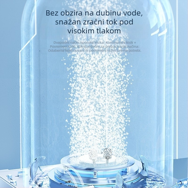 Pumpa za kisik za akvarij s litijskom baterijom, ponovno punjiva, tiho rada, za kućnu i vanjsku upotrebu, 0,5 kg
