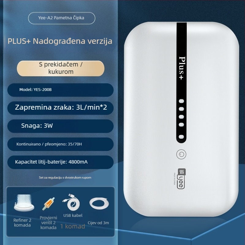 Pumpa za kisik za akvarij s litijskom baterijom, ponovno punjiva, tiho rada, za kućnu i vanjsku upotrebu, 0,5 kg