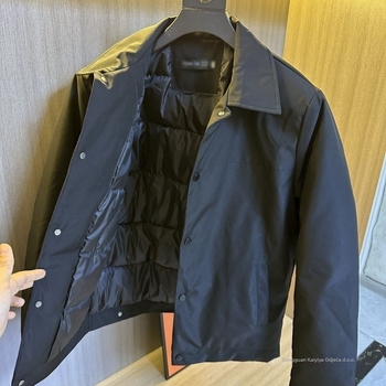 Muški pamučni kaput s reverom, slim kroj, zatvarač, fleece podstava, punjenje od imitacije svile i pamuka