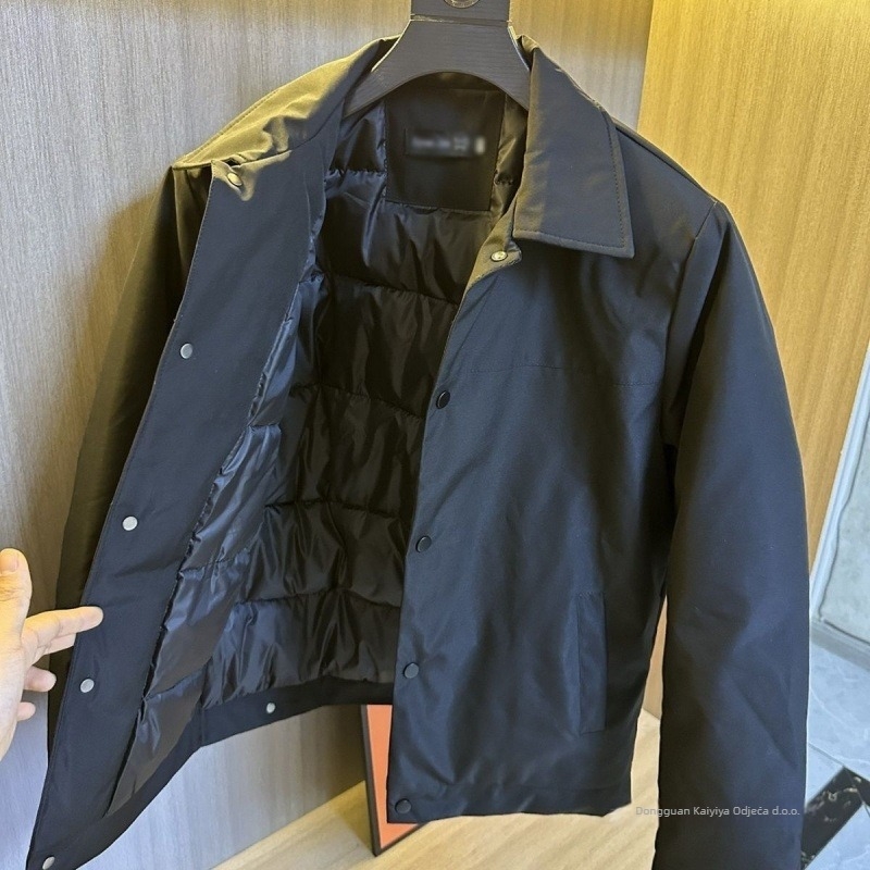 Muški pamučni kaput s reverom, slim kroj, zatvarač, fleece podstava, punjenje od imitacije svile i pamuka