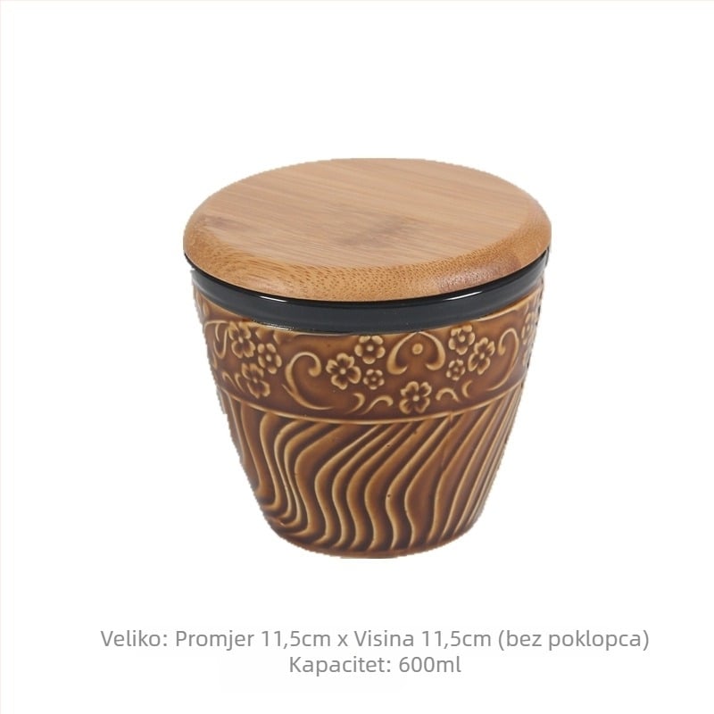 Keramički set posuda za začine s reljefnim dizajnom i poklopcima, japanskog stila, za sol i papar