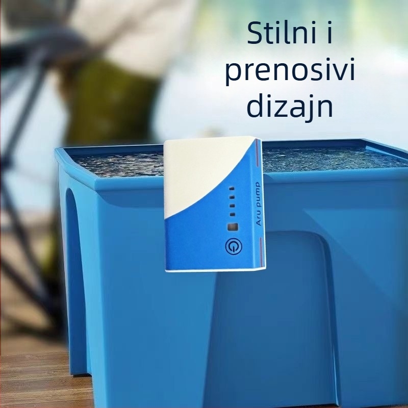 Pumpa za oksigeniranje akvarija – punjiva, tiha, kompaktna, USB litij baterija, pogodna za ribolov na otvorenom (210 g)