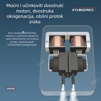 Pumpa za kisik u akvariju – prijenosna, punjiva, tiha, napajanje AC/DC