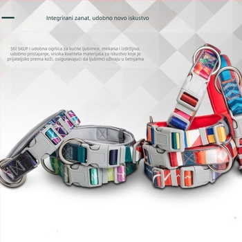 Ovratnik za psa s povodcem, otisnut uzorak, materijal SBR Diving Fabric, proširiv, za pse svih veličina