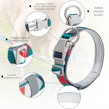 Ovratnik za psa s povodcem, otisnut uzorak, materijal SBR Diving Fabric, proširiv, za pse svih veličina