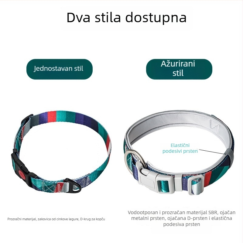 Ovratnik za psa s povodcem, otisnut uzorak, materijal SBR Diving Fabric, proširiv, za pse svih veličina