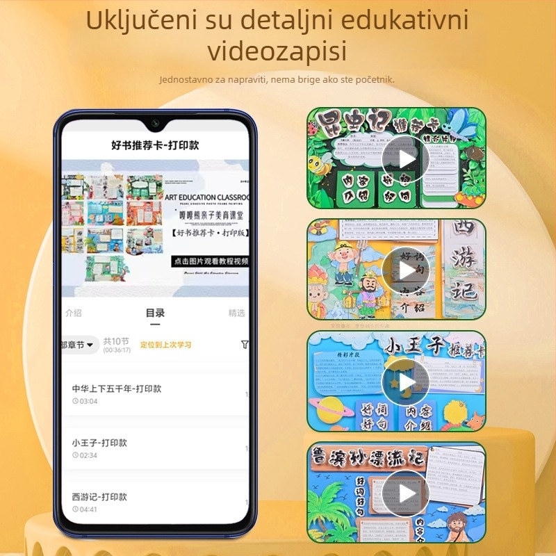 Karta za preporuke dobrih knjiga - polu završeni šablon za crtanje, ručno izrađeno, četiri poznate obrazovne slikovnice