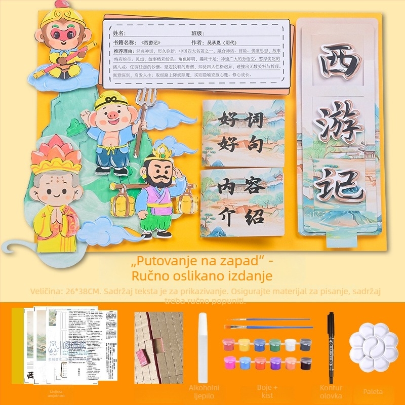 Karta za preporuke dobrih knjiga - polu završeni šablon za crtanje, ručno izrađeno, četiri poznate obrazovne slikovnice