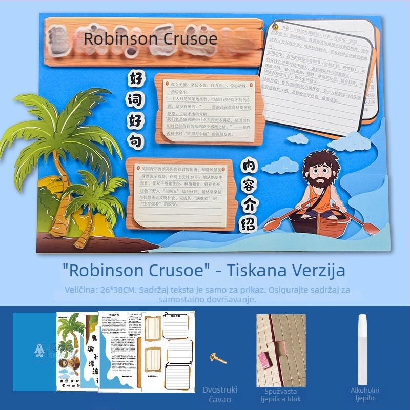 Karta za preporuke dobrih knjiga - polu završeni šablon za crtanje, ručno izrađeno, četiri poznate obrazovne slikovnice