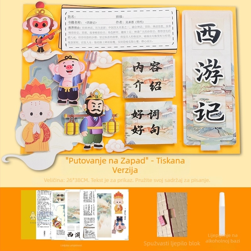 Karta za preporuke dobrih knjiga - polu završeni šablon za crtanje, ručno izrađeno, četiri poznate obrazovne slikovnice