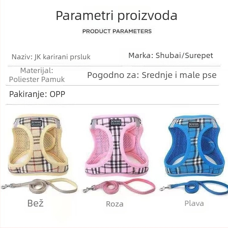 Postroj za psa s mrežastim prednjim i stražnjim dijelom