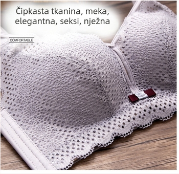 Najlon grudnjak s 3/4 kupa, oblikovane šalice: gore tanke, dolje debele, fiksne dvostruke naramenice, stražnje zatvaranje s tri reda kukica