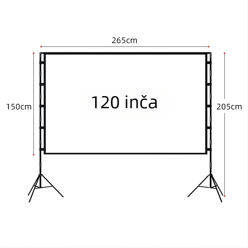 VEIDADZ vanjski projekcijski ekran, Anti-Glare, 16:9, podna stativa, uklonjivi, prijenosni
