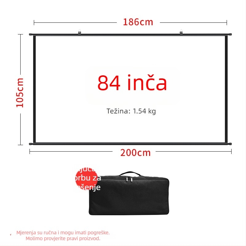 VEIDADZ vanjski projekcijski ekran, Anti-Glare, 16:9, podna stativa, uklonjivi, prijenosni