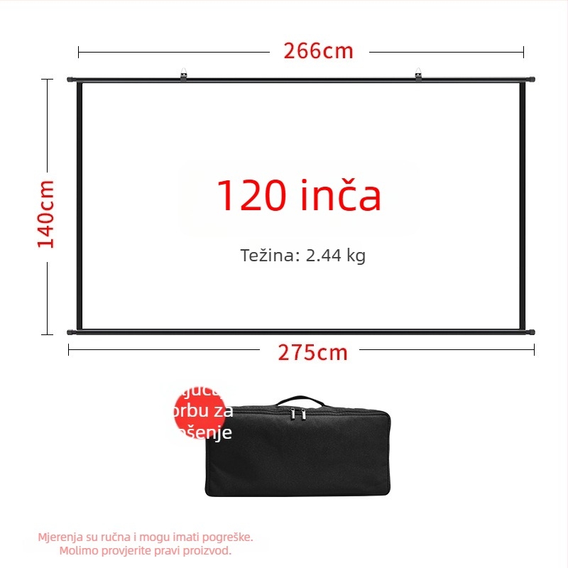 VEIDADZ vanjski projekcijski ekran, Anti-Glare, 16:9, podna stativa, uklonjivi, prijenosni