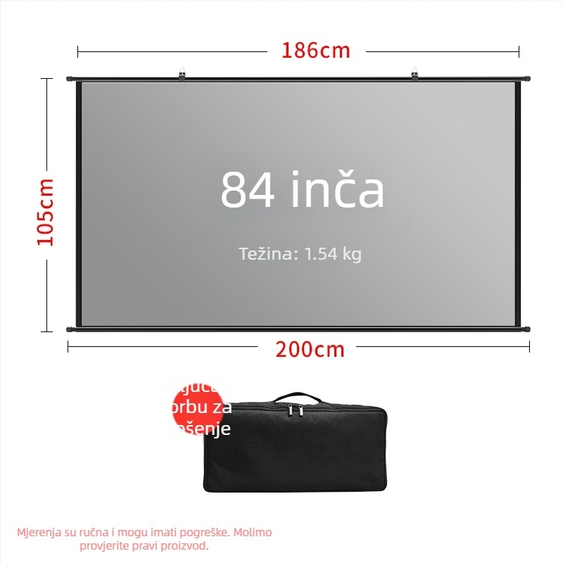 VEIDADZ vanjski projekcijski ekran, Anti-Glare, 16:9, podna stativa, uklonjivi, prijenosni