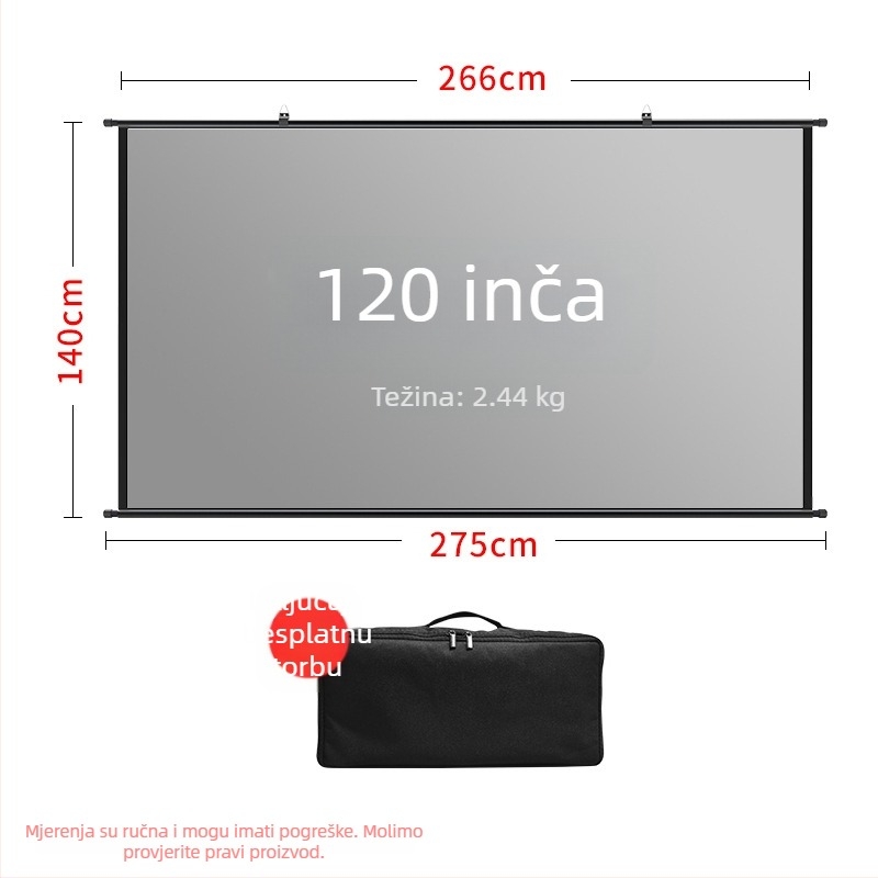 VEIDADZ vanjski projekcijski ekran, Anti-Glare, 16:9, podna stativa, uklonjivi, prijenosni