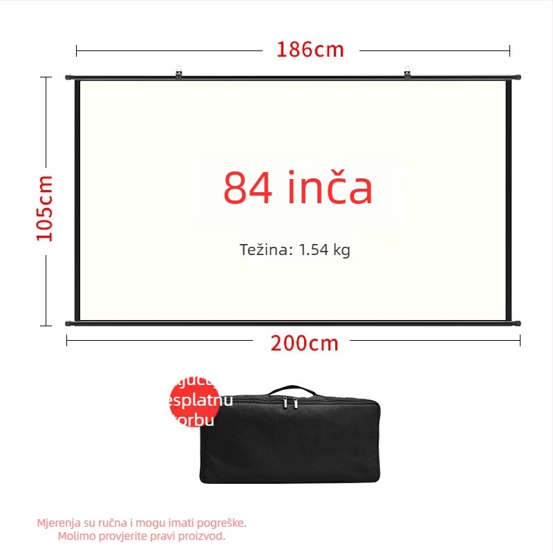VEIDADZ vanjski projekcijski ekran, Anti-Glare, 16:9, podna stativa, uklonjivi, prijenosni